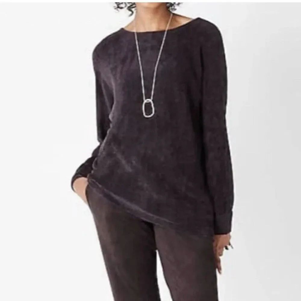 J Jill Wearever Chenille Sweater Women’s Sz L Rum Raisin Purple Boat Neck Dolman